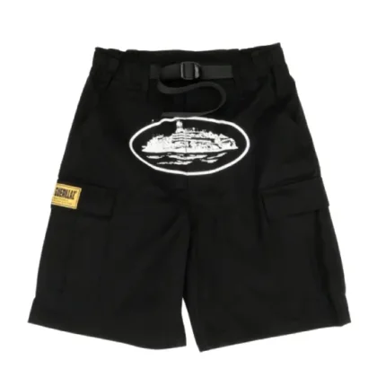 Corteiz Alcatraz Cargo Shorts Negro